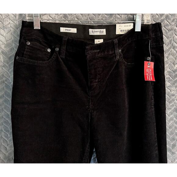 St Johns Bay NWT "Secretly Slender" Black Cords Straight Leg Sze 10 Stretch Slim - Picture 3 of 5